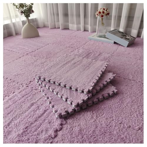 Plüsch-Ineinander greifende Schaumstoffmatten, 90 Stück 12x12 Zoll Flauschige Teppichfliesen Bodenteppiche, DIY Patchwork Puzzle Bodenmatte, 10mm Dicke Weiche Spielmatte Für Wohnzimmer/Schule (Farbe: von MYRDBT
