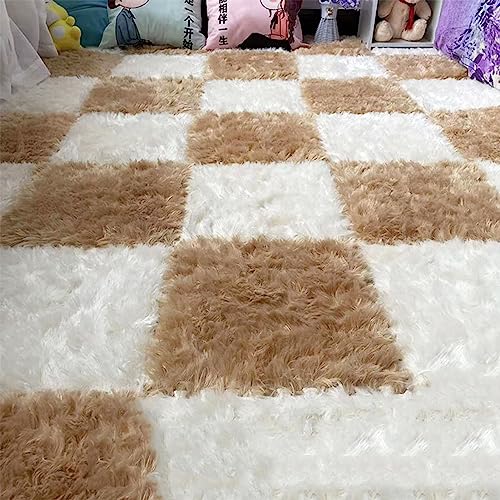 Plüsch-Puzzle-Ineinander greifende Schaumstoffmatte, Flauschige, weiche, Flauschige Puzzle-Bodenfliesenmatte, Heimdekoration, 30,5 x 30,5 cm, zuschneidbare, quadratische, ineinander greifende, rutsch Plüsch-Puzzle-Ineinander greifende Schaumstoffmatte, Flauschige, weiche, Flauschige Puzzle-Bodenfliesenmatte, Heimdekoration, 30,5 x 30,5 cm, zuschneidbare, quadratische, ineinander greifende, rutsch von MYRDBT