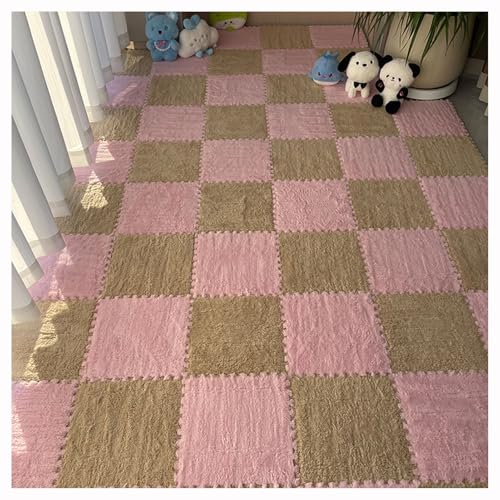 Plüsch-Puzzlematten für den Boden, ineinandergreifende Schaumstoff-Bodenmatte, 30 x 30 cm quadratische Flauschige Schaumstofffliesen, weiche Spielmatten für den Raumbereich (Größe: 14 Stück, Farbe: P Plüsch-Puzzlematten für den Boden, ineinandergreifende Schaumstoff-Bodenmatte, 30 x 30 cm quadratische Flauschige Schaumstofffliesen, weiche Spielmatten für den Raumbereich (Größe: 14 Stück, Farbe: P von MYRDBT