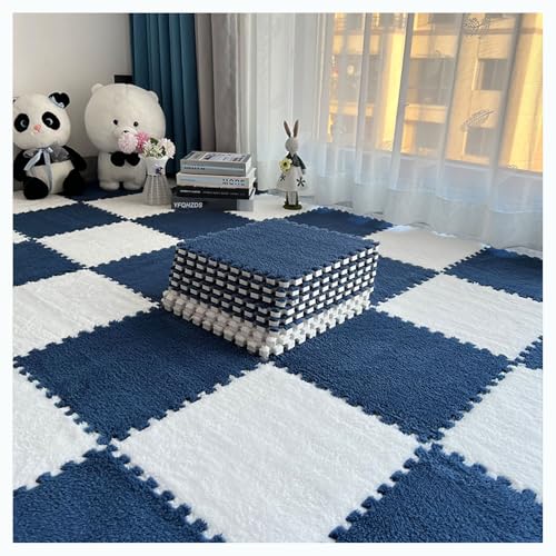 Plüsch-Schaumstoff-Bodenmatte, 30 x 30 cm, quadratische Puzzle-Schaumstoffmatte, ineinandergreifende Plüsch-Teppichfliesen, Flauschige Schaumstoff-Spielmatte für Klassenzimmer/Spielbereich/Zuhause (G von MYRDBT