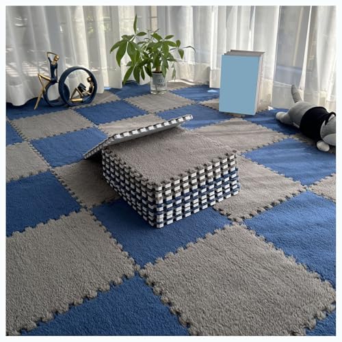 Plüschschaum-Bodenmatte, 30 x 30 cm, quadratische Puzzle-Schaumstoffmatte, ineinandergreifende Plüsch-Teppichfliesen, Flauschige Schaumstoff-Spielmatte für Klassenzimmer/Spielbereich/Zuhause (Größe: von MYRDBT