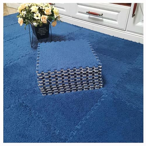 Weiche Plüsch-Puzzle-Spielmatten, ineinander greifende Schaumstoff-Bodenmatten, Flauschige Plüsch-Teppichfliesen, Schaumstoff-Bodenbelag für Schlafzimmer/Spielzimmer, 10 Stück, 30,5 x 30,5 cm (Farbe: von MYRDBT