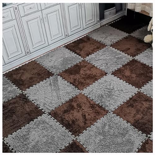 Weiche Plüsch-Puzzle-Spielmatten, ineinander greifende Schaumstoff-Bodenmatten, Flauschige Teppichfliesen aus Plüsch, Schaumstoffbodenbelag für Schlafzimmer/Spielzimmer, 10 Stück, 30,5 x 30,5 cm (Far Weiche Plüsch-Puzzle-Spielmatten, ineinander greifende Schaumstoff-Bodenmatten, Flauschige Teppichfliesen aus Plüsch, Schaumstoffbodenbelag für Schlafzimmer/Spielzimmer, 10 Stück, 30,5 x 30,5 cm (Far von MYRDBT