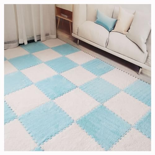 Weiche Plüsch-Puzzle-Spielmatten, ineinander greifende Schaumstoff-Bodenmatten, Flauschige Teppichfliesen aus Plüsch, Schaumstoffbodenbelag für Schlafzimmer/Spielzimmer, 10 Stück, 30,5 x 30,5 cm (Far von MYRDBT