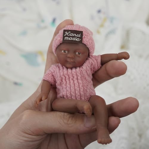 MYREBABY Reborn Mini-Puppe, 11,4 cm, Schwarz, Silikon, für Mädchen, Vivian, realistische Babypuppe, Silikon, Ganzkörper-Stressabbau MYREBABY Reborn Mini-Puppe, 11,4 cm, Schwarz, Silikon, für Mädchen, Vivian, realistische Babypuppe, Silikon, Ganzkörper-Stressabbau von MYREBABY