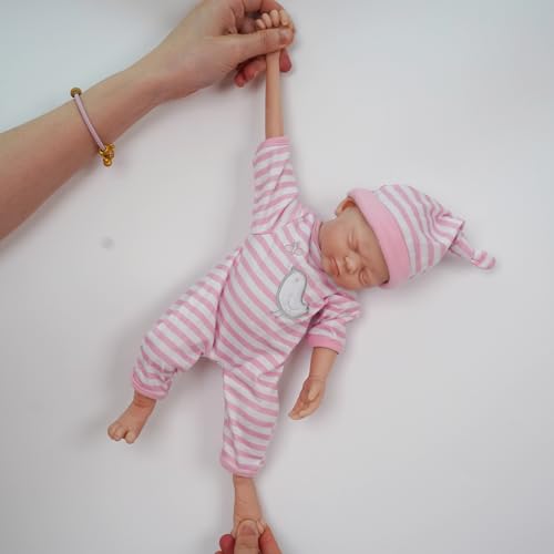 MYREBABY 30,5 cm große Silikon-Puppe, realistische Neugeborenen-Puppe, lebensechte geschlossene Augen, schlafendes Baby, Mädchen, sieht echt aus, Stressabbau mit Kleidungszubehör von MYREBABY