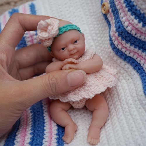 MYREBABY 4,5 Zoll Mini Realistische Neugeborene Babypuppen - Silikon Ganzkörper Leah für Stressabbau von MYREBABY