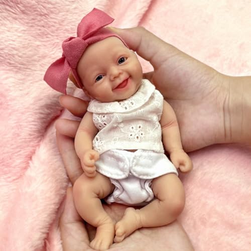 MYREBABY 7 Zoll Mini-Silikon-Baby, wiedergeborene Babypuppen, Silikon-Ganzkörper-realistische Neugeborene-Babypuppe, echte Miniatur-Babypuppe (Junge) von MYREBABY