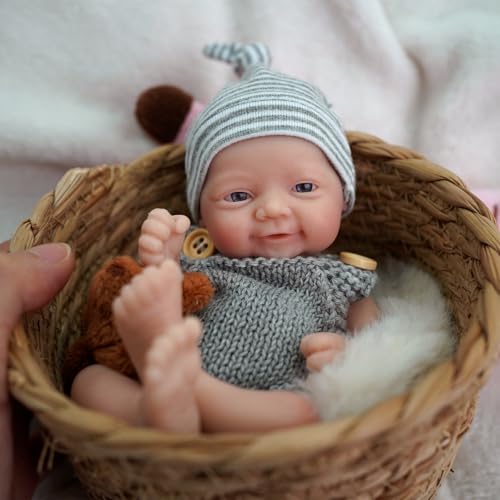 MYREBABY - Ganzkörper-Silikon-Puppe mit 17,8 cm großer Preemie Babypuppe, realistische Ethan-Mini-Puppe, Surprice für Kinder, Anti-Stress von MYREBABY