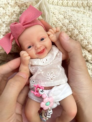 MYREBABY Realistische 17.8 cm Reborn Silikon Babypuppen Ganzkörper Miniatur Neugeborene Puppen Stressabbau für Erwachsene Handgemachtes Füttern & Baden Zubehör ab 3 Jahren von MYREBABY