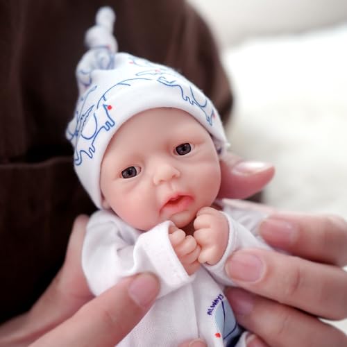 MYREBABY - Reborn Babypuppe, 17,8 cm, Justin, Silikon, lebensechte Mini-Puppen für Neugeborene, Ganzkörper-Stresslinderung MYREBABY - Reborn Babypuppe, 17,8 cm, Justin, Silikon, lebensechte Mini-Puppen für Neugeborene, Ganzkörper-Stresslinderung von MYREBABY