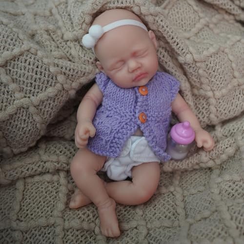 MYREBABY Reborn-Babypuppe, 17,8 cm, Silikon-Puppe, Mädchen, Dora, realistische Mini-Puppe, für Neugeborene, Ganzkörper-Puppe, mit Fütterungszubehör und Geschenkbox MYREBABY Reborn-Babypuppe, 17,8 cm, Silikon-Puppe, Mädchen, Dora, realistische Mini-Puppe, für Neugeborene, Ganzkörper-Puppe, mit Fütterungszubehör und Geschenkbox von MYREBABY