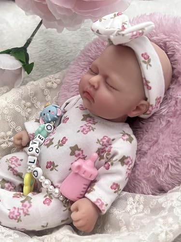 Mini Reborn Babypuppen, 17,8 cm, Silikon, Ganzkörper-Baby-Puppe, weiche Haut, realistische Neugeborenen-Puppe, echtes Leben, kleine Babypuppe mit Fütterungszubehör und Geschenkbox Mini Reborn Babypuppen, 17,8 cm, Silikon, Ganzkörper-Baby-Puppe, weiche Haut, realistische Neugeborenen-Puppe, echtes Leben, kleine Babypuppe mit Fütterungszubehör und Geschenkbox von MYREBABY