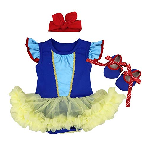 MYRISAM Kostüm Karneval für Baby Mädchen Kostüm Prinzessin Weiß Schnee Meerjungfrau Minnie Kleid Tutu gepunktet Geburtstag Halloween Weihnachten Party mit Haarband Schuhe Gr. 6-12 Monate von MYRISAM