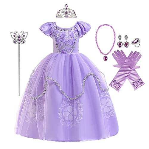 MYRISAM Sofia-Kleid, Karnevalskostüm, Mädchen, Prinzessin, Rapunzel, Kinder, Märchen, Halloween, Cosplay, Weihnachten, Abendkleid, Zeremonie, Geburtstag, mit Zubehör, 7-8 Jahre MYRISAM Sofia-Kleid, Karnevalskostüm, Mädchen, Prinzessin, Rapunzel, Kinder, Märchen, Halloween, Cosplay, Weihnachten, Abendkleid, Zeremonie, Geburtstag, mit Zubehör, 7-8 Jahre von MYRISAM