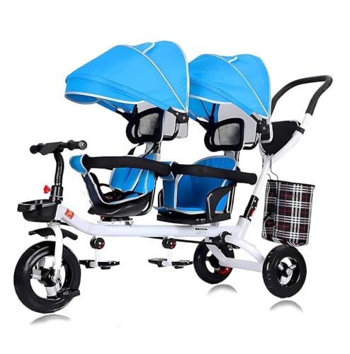 4-in-1 Zwillingsdreirad Kinder-Dreirad, Kleinkinder-Kinderwagen, abnehmbares Verdeck, klappbare Pedale, umkehrbarer Sitz, abnehmbares Geländer, für 1- bis 6-jährige Kinder, Geburtstagsgeschenk und Spi 4-in-1 Zwillingsdreirad Kinder-Dreirad, Kleinkinder-Kinderwagen, abnehmbares Verdeck, klappbare Pedale, umkehrbarer Sitz, abnehmbares Geländer, für 1- bis 6-jährige Kinder, Geburtstagsgeschenk und Spi von MYRTFK