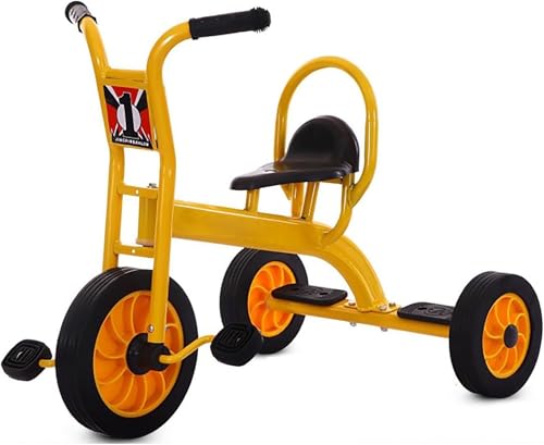 Dreirad für Kinder, Kinderspielgerät Fahrrad, Kindertagesstätte Kleinkind-Dreirad, großes Vorderrad, Karbonstahlrahmen, aufblasbare Räder können 200lb tragen, für Fahrer ab 2 Jahren(Yellow) von MYRTFK