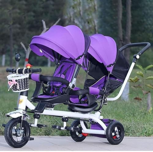 Kinderdreirad, Vier-in-Eins-Dreirad-Kinderwagen, Zweisitzer-Tretfahrrad, Kinderwagen mit Sonnenschutz, Zwei-Wege-Drehsitz/Abnehmbarer hinterer Schiebegriff/Einziehbare Pedale, für Kinder von 1 bis 6 J Kinderdreirad, Vier-in-Eins-Dreirad-Kinderwagen, Zweisitzer-Tretfahrrad, Kinderwagen mit Sonnenschutz, Zwei-Wege-Drehsitz/Abnehmbarer hinterer Schiebegriff/Einziehbare Pedale, für Kinder von 1 bis 6 J von MYRTFK