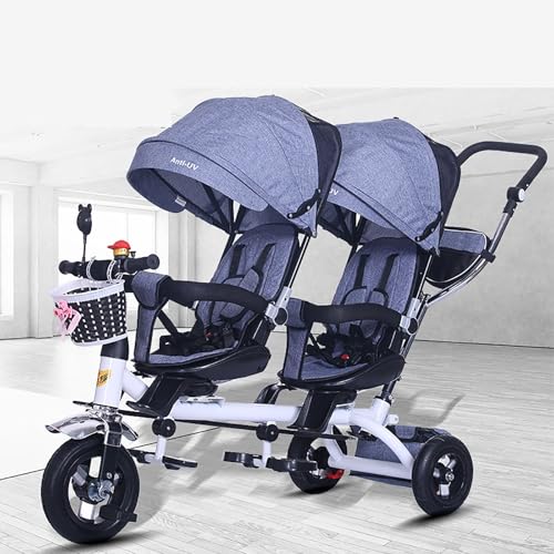 Kinderdreirad, Vier-in-Eins-Dreirad-Kinderwagen, Zweisitzer-Tretfahrrad, Kinderwagen mit Sonnenschutz, Zwei-Wege-Drehsitz/Abnehmbarer hinterer Schiebegriff/Einziehbare Pedale, für Kinder von 1 bis 6 J Kinderdreirad, Vier-in-Eins-Dreirad-Kinderwagen, Zweisitzer-Tretfahrrad, Kinderwagen mit Sonnenschutz, Zwei-Wege-Drehsitz/Abnehmbarer hinterer Schiebegriff/Einziehbare Pedale, für Kinder von 1 bis 6 J von MYRTFK