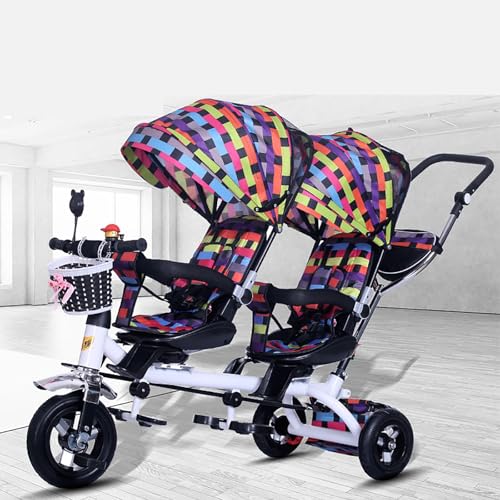 Kinderdreirad, Vier-in-Eins-Dreirad-Kinderwagen, Zweisitzer-Tretfahrrad, Kinderwagen mit Sonnenschutz, Zwei-Wege-Drehsitz/Abnehmbarer hinterer Schiebegriff/Einziehbare Pedale, für Kinder von 1 bis 6 J Kinderdreirad, Vier-in-Eins-Dreirad-Kinderwagen, Zweisitzer-Tretfahrrad, Kinderwagen mit Sonnenschutz, Zwei-Wege-Drehsitz/Abnehmbarer hinterer Schiebegriff/Einziehbare Pedale, für Kinder von 1 bis 6 J von MYRTFK
