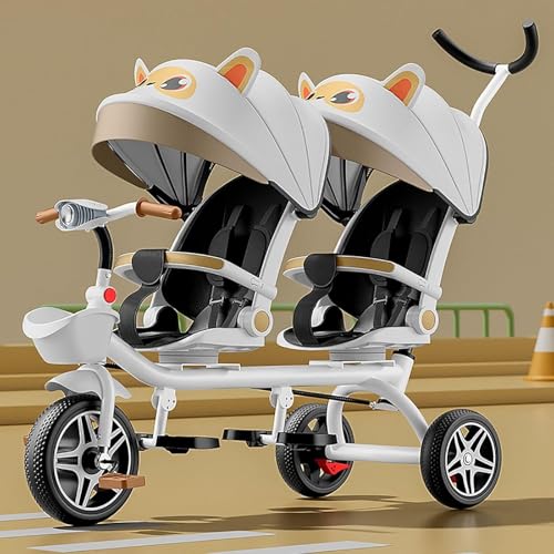 Kinderdreirad - 4 in 1 Doppelsitz-Kinder-Dreirad, Zweisitzer-Tretfahrrad, Kinderwagen mit Sonnenschirm, stabiler Rahmen, robuster Rahmen, Outdoor-Spielplatz-Ausrüstung Dreiräder, für Jungen und Mädche Kinderdreirad - 4 in 1 Doppelsitz-Kinder-Dreirad, Zweisitzer-Tretfahrrad, Kinderwagen mit Sonnenschirm, stabiler Rahmen, robuster Rahmen, Outdoor-Spielplatz-Ausrüstung Dreiräder, für Jungen und Mädche von MYRTFK