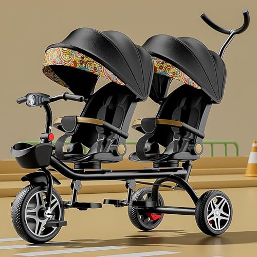 Kinderdreirad - 4 in 1 Doppelsitz-Kinder-Dreirad, Zweisitzer-Tretfahrrad, Kinderwagen mit Sonnenschirm, stabiler Rahmen, robuster Rahmen, Outdoor-Spielplatz-Ausrüstung Dreiräder, für Jungen und Mädche Kinderdreirad - 4 in 1 Doppelsitz-Kinder-Dreirad, Zweisitzer-Tretfahrrad, Kinderwagen mit Sonnenschirm, stabiler Rahmen, robuster Rahmen, Outdoor-Spielplatz-Ausrüstung Dreiräder, für Jungen und Mädche von MYRTFK