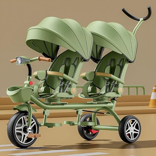 Kinderdreirad - 4 in 1 Doppelsitz-Kinder-Dreirad, Zweisitzer-Tretfahrrad, Kinderwagen mit Sonnenschirm, stabiler Rahmen, robuster Rahmen, Outdoor-Spielplatz-Ausrüstung Dreiräder, für Jungen und Mädche Kinderdreirad - 4 in 1 Doppelsitz-Kinder-Dreirad, Zweisitzer-Tretfahrrad, Kinderwagen mit Sonnenschirm, stabiler Rahmen, robuster Rahmen, Outdoor-Spielplatz-Ausrüstung Dreiräder, für Jungen und Mädche von MYRTFK