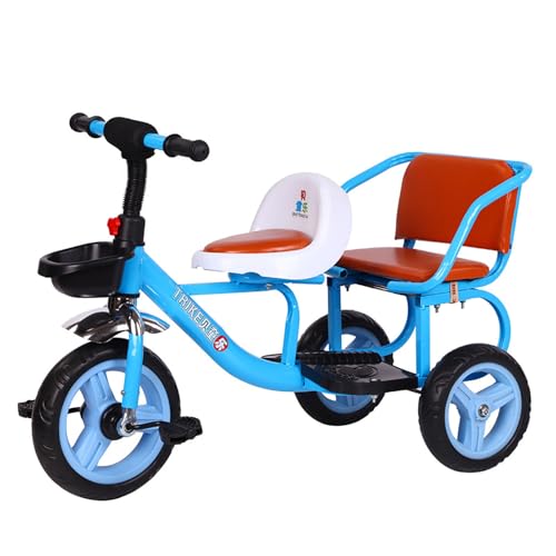 Kleinkinder-Dreirad mit Zwei Sitzen, mit Beifahrersitz Kinder-Dreirad, Verstellbarer Lenker und Rücksitz, für 1-6 Jahre Junge und Mädchen Geschenke, Vorschule Spielplatz Ausrüstung(Blue) von MYRTFK