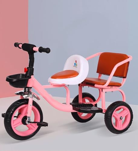 Kleinkinder-Dreirad mit Zwei Sitzen, mit Beifahrersitz Kinder-Dreirad, Verstellbarer Lenker und Rücksitz, für 1-6 Jahre Junge und Mädchen Geschenke, Vorschule Spielplatz Ausrüstung(Pink) von MYRTFK