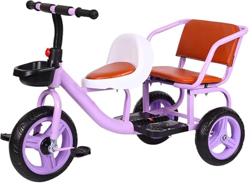 Kleinkinder-Dreirad mit Zwei Sitzen, mit Beifahrersitz Kinder-Dreirad, Verstellbarer Lenker und Rücksitz, für 1-6 Jahre Junge und Mädchen Geschenke, Vorschule Spielplatz Ausrüstung(Purple) von MYRTFK