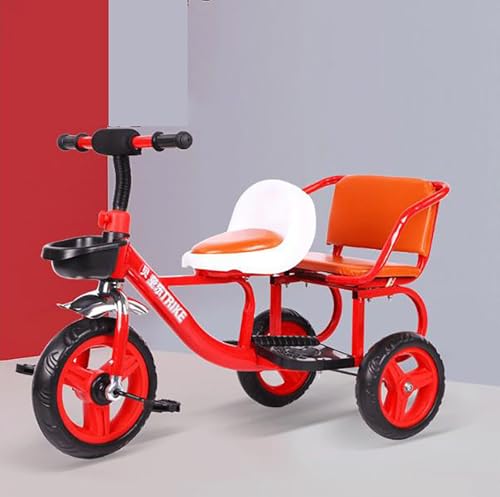Kleinkinder-Dreirad mit Zwei Sitzen, mit Beifahrersitz Kinder-Dreirad, Verstellbarer Lenker und Rücksitz, für 1-6 Jahre Junge und Mädchen Geschenke, Vorschule Spielplatz Ausrüstung(Red) von MYRTFK