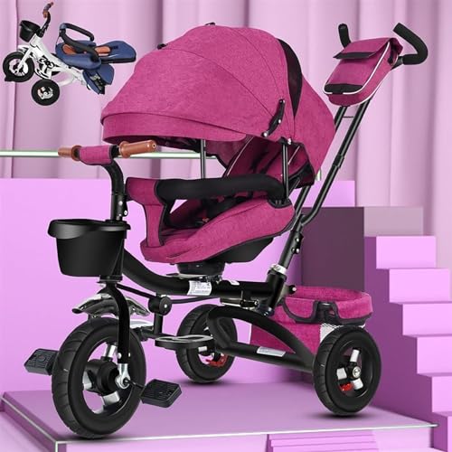Zusammenklappbares Baby-Dreirad, Kinder-Dreirad mit abnehmbarem Schiebegriff, drehbarem Sitz, Sicherheitsgurt und einziehbarem Verdeck, Kinderwagen Fahrrad Geschenk für 10 Monate - 5 Jahre Mädchen und Zusammenklappbares Baby-Dreirad, Kinder-Dreirad mit abnehmbarem Schiebegriff, drehbarem Sitz, Sicherheitsgurt und einziehbarem Verdeck, Kinderwagen Fahrrad Geschenk für 10 Monate - 5 Jahre Mädchen und von MYRTFK