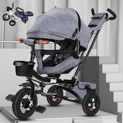 Zusammenklappbares Baby-Dreirad, Kinder-Dreirad mit abnehmbarem Schiebegriff, drehbarem Sitz, Sicherheitsgurt und einziehbarem Verdeck, Kinderwagen Fahrrad Geschenk für 10 Monate - 5 Jahre Mädchen und Zusammenklappbares Baby-Dreirad, Kinder-Dreirad mit abnehmbarem Schiebegriff, drehbarem Sitz, Sicherheitsgurt und einziehbarem Verdeck, Kinderwagen Fahrrad Geschenk für 10 Monate - 5 Jahre Mädchen und von MYRTFK