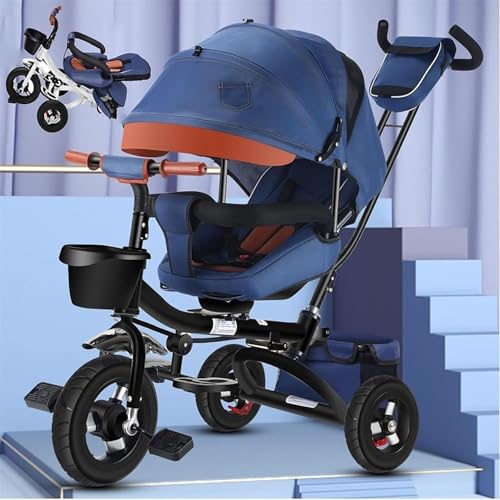 Zusammenklappbares Baby-Dreirad, Kinder-Dreirad mit abnehmbarem Schiebegriff, drehbarem Sitz, Sicherheitsgurt und einziehbarem Verdeck, Kinderwagen Fahrrad Geschenk für 10 Monate - 5 Jahre Mädchen und Zusammenklappbares Baby-Dreirad, Kinder-Dreirad mit abnehmbarem Schiebegriff, drehbarem Sitz, Sicherheitsgurt und einziehbarem Verdeck, Kinderwagen Fahrrad Geschenk für 10 Monate - 5 Jahre Mädchen und von MYRTFK