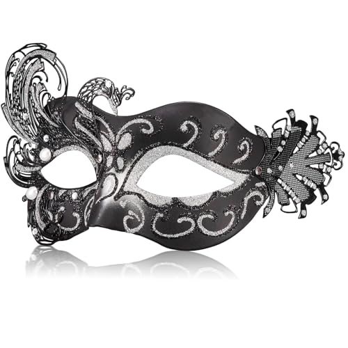 2024 Neue silberne Maskerade Maske für Frauen Pfau Metall schwarz Maskerade venezianische Maske für Maskerade Party für Frauen Schmetterling - Mardi Gras, Halloween Partys, Kostümparty, Karneval, von MYSEUNI