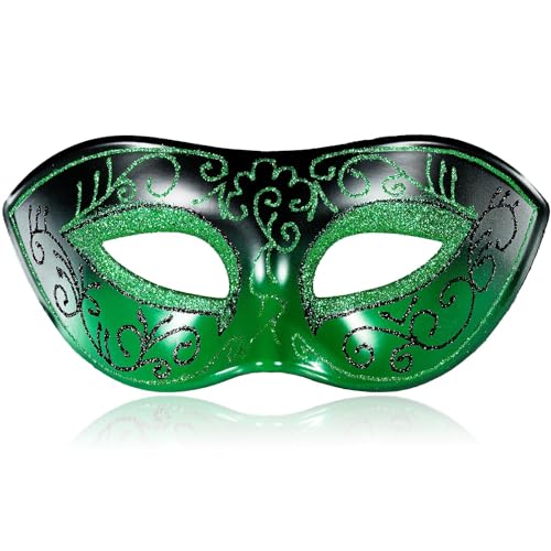 MYSEUNI 2025 Neue Grüne Venezianische Herrenmaske für Cosplay, Halloween und Maskenbälle Maskenballzubehör MYSEUNI 2025 Neue Grüne Venezianische Herrenmaske für Cosplay, Halloween und Maskenbälle Maskenballzubehör von MYSEUNI