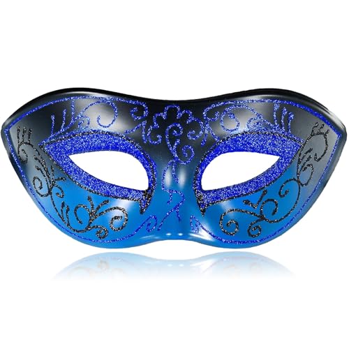 MYSEUNI 2025 Neue Herren Retro Venezianische Maskenball-Maske, Blau, für Cosplay, Halloween, Maskerade und Karneval MYSEUNI 2025 Neue Herren Retro Venezianische Maskenball-Maske, Blau, für Cosplay, Halloween, Maskerade und Karneval von MYSEUNI