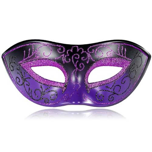 MYSEUNI 2025 Neue lila Maskerade Maske für Herren - Retro venezianische Herren-Maskerade Maske für Cosplay, Halloween, Party, Karneval MYSEUNI 2025 Neue lila Maskerade Maske für Herren - Retro venezianische Herren-Maskerade Maske für Cosplay, Halloween, Party, Karneval von MYSEUNI