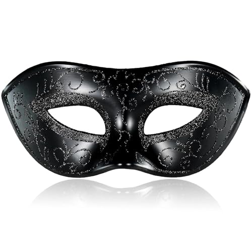 MYSEUNI 2025 Neue schwarze Maskerade-Maske für Herren, venezianische Retro-Maskarade-Maske für Cosplay, Halloween, Party, Karneval MYSEUNI 2025 Neue schwarze Maskerade-Maske für Herren, venezianische Retro-Maskarade-Maske für Cosplay, Halloween, Party, Karneval von MYSEUNI