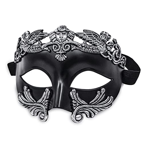 MYSEUNI Silberne Maskerade Maske für Männer – griechische römische venezianische Maske Halloween Party Karneval Maske von MYSEUNI