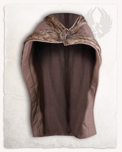 MYTHOLON Bjorn Umhang mit Fellbesatz aus Baumwolle, braun, Mittelalter, LARP, Wikinger, Ritter von MYTHOLON