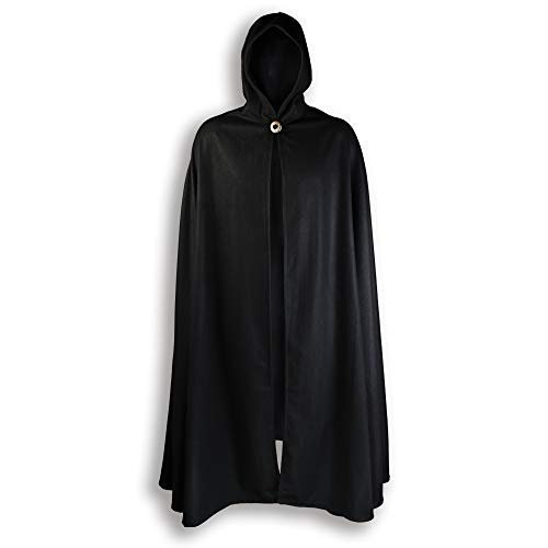 MYTHOLON Gora Umhang mit Kapuze, Kostüm aus Wolle, Mittelalter LARP, Verkleidung Damen Herren, Schwarz MYTHOLON Gora Umhang mit Kapuze, Kostüm aus Wolle, Mittelalter LARP, Verkleidung Damen Herren, Schwarz von MYTHOLON