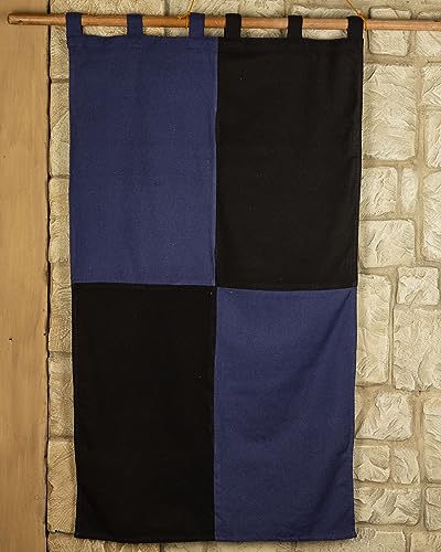 MYTHOLON Große blau/schwarz Standarte, Banner, Fahne aus Baumwoll, mit Schlaufen, 160cm x 75cm, Mittelalter, LARP, Rollenspiele von MYTHOLON