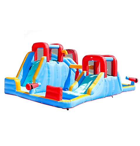 Hüpfburg, Aufblasbare Mega-Hüpfburg, 6-in-1-extra großer Wasserpark mit Wasserrutsche, Pool-Kletterwand Hüpfburg, Aufblasbare Mega-Hüpfburg, 6-in-1-extra großer Wasserpark mit Wasserrutsche, Pool-Kletterwand von MYXJX