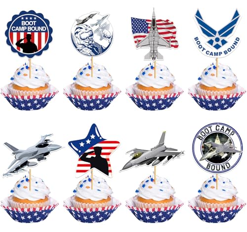 Cupcake-Topper mit Armee-Motiv, Marineblau, Party-Dekorationen, Armee-Kuchendekorationen, Bootcamp-gebunden, Cupcake-Topper, 24 Stück Cupcake-Topper mit Armee-Motiv, Marineblau, Party-Dekorationen, Armee-Kuchendekorationen, Bootcamp-gebunden, Cupcake-Topper, 24 Stück von MZ.ogm