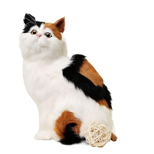 10,2" Realistische Calico-Figur, sitzendes Modell, lebensechte Kätzchenstatue von MZICXV