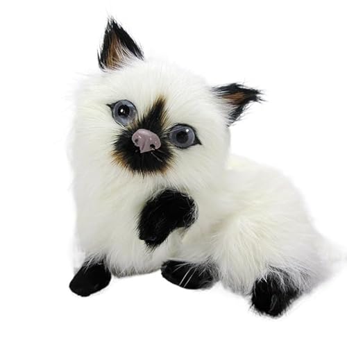 3,9" realistisch klingende Figur, sitzendes Kätzchen-Plüschtier mit Ton, lebensechtes Modell von MZICXV