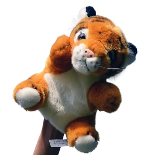7,9" Tiger-Handpuppe aus Plüsch, realistische Tigerjunge-Stofftierpuppe, weiches und kuscheliges Tiger-Plüschtier(Brown) von MZICXV