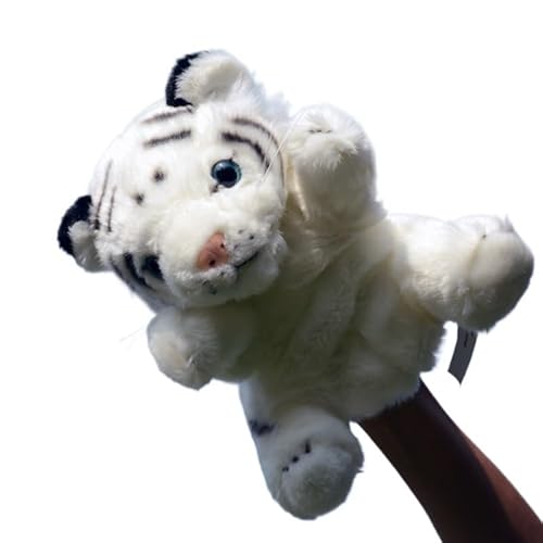 7,9" Tiger-Handpuppe aus Plüsch, realistische Tigerjunge-Stofftierpuppe, weiches und kuscheliges Tiger-Plüschtier(White) von MZICXV