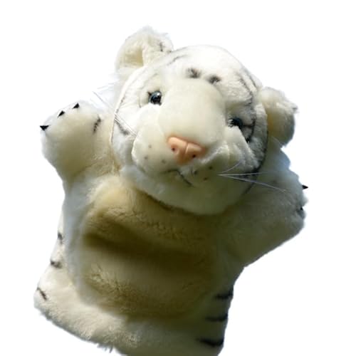 9,8" Tiger-Handpuppe, realistisches ausgestopftes Tiger-Plüschtier, weiche und kuschelige Tierpuppe(White) von MZICXV